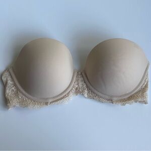 $80 Stella McCartney 34B Stella Smooth & Lace Strapless Bra Nude